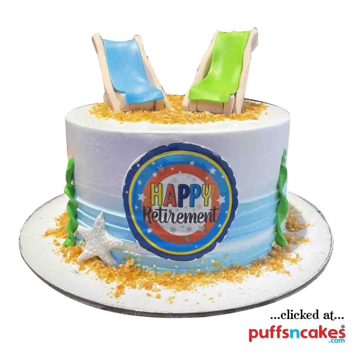 (1792) Chill Relax Sun Bath Retirement Theme Cake